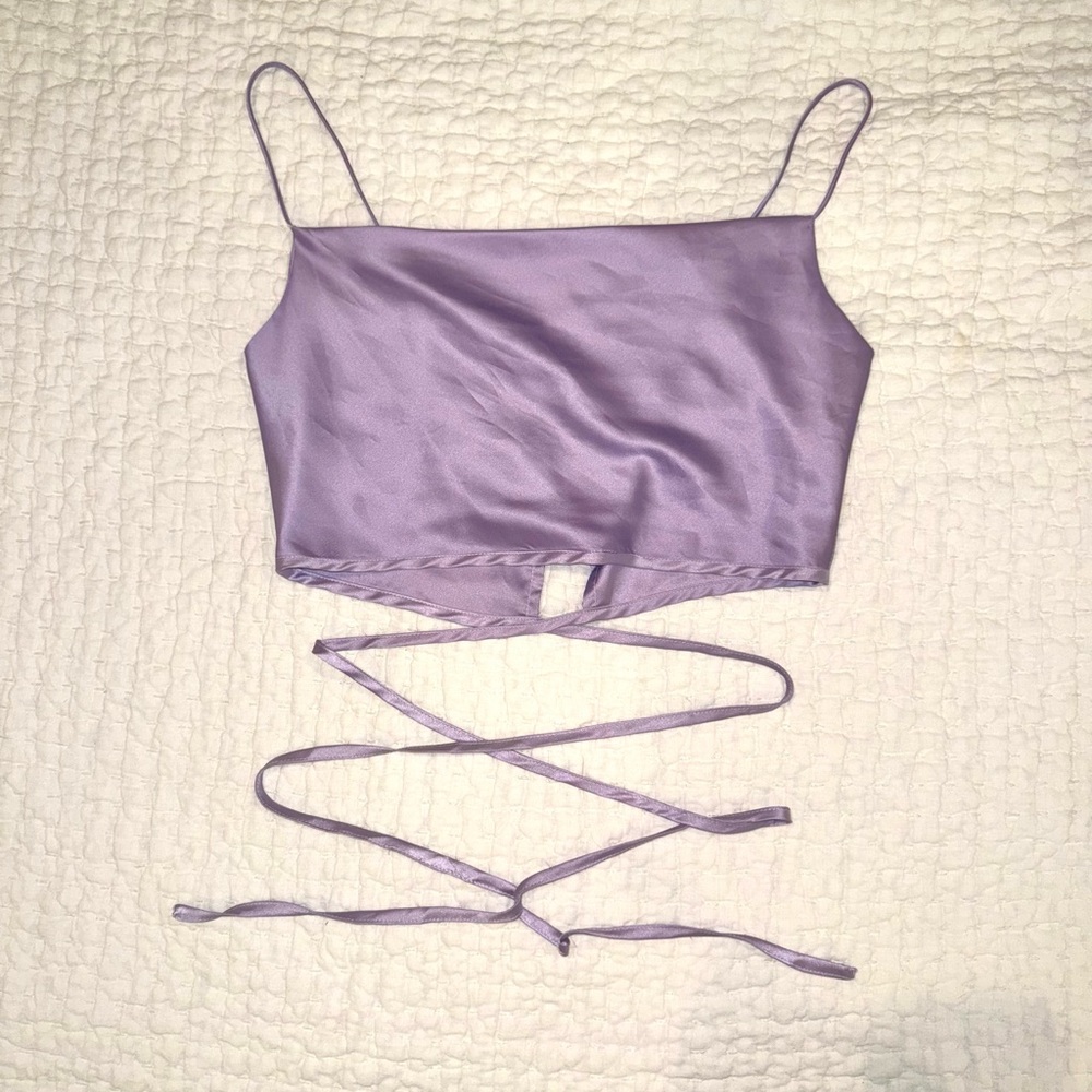 Lavender Lace-Up Crop Top